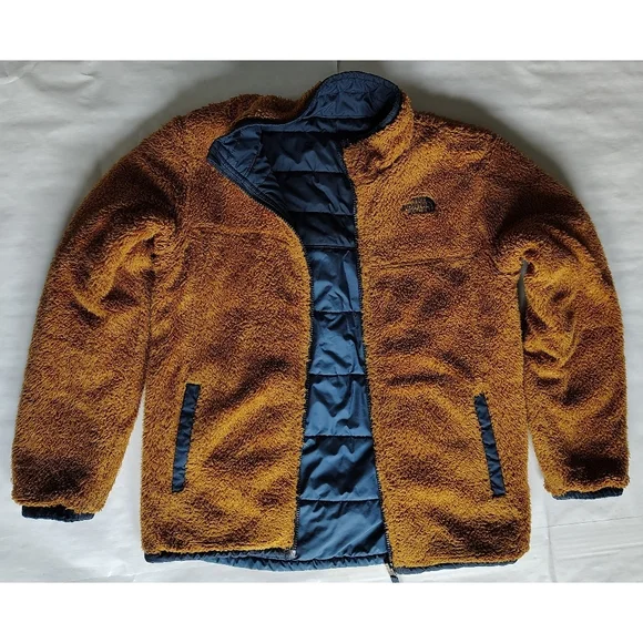 The North Face TNF Reversible Sherpa Fleece Boys Youth Full Zip Coat Jacket L - Picture 4 of 16